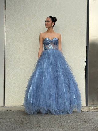 Abito Princess con gonna ampia in tulle e corpetto