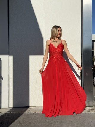 Abito Amelia in Chiffon con Bustino in Pizzo intrecciato