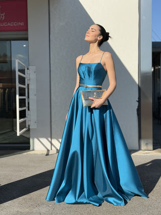 Abito Belle in raso con bratelline fini