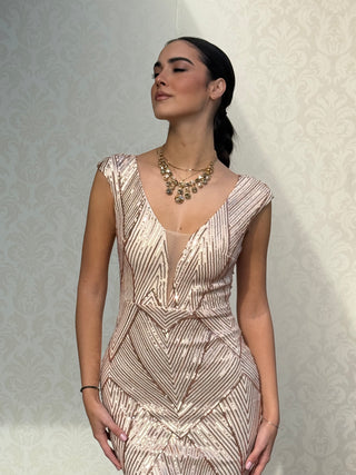 Abito Virginia a sirena con spalline cadenti e scollo a V