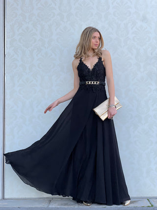 Abito Amelia in Chiffon con Bustino in Pizzo intrecciato