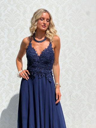 Abito Amelia in Chiffon con Bustino in Pizzo intrecciato