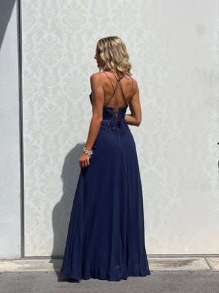 Abito Amelia in Chiffon con Bustino in Pizzo intrecciato