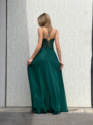 Abito Amelia in Chiffon con Bustino in Pizzo intrecciato