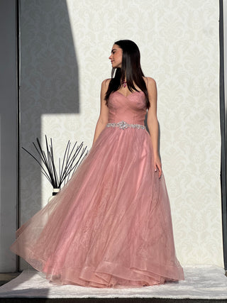 Abito Scilla in tulle di seta con corpetto a cuore con gonna ampia e voluminosa