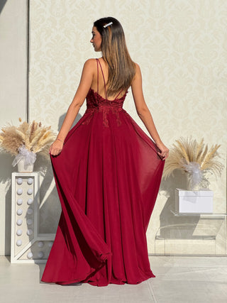 Abito Amelia in Chiffon con Bustino in Pizzo intrecciato